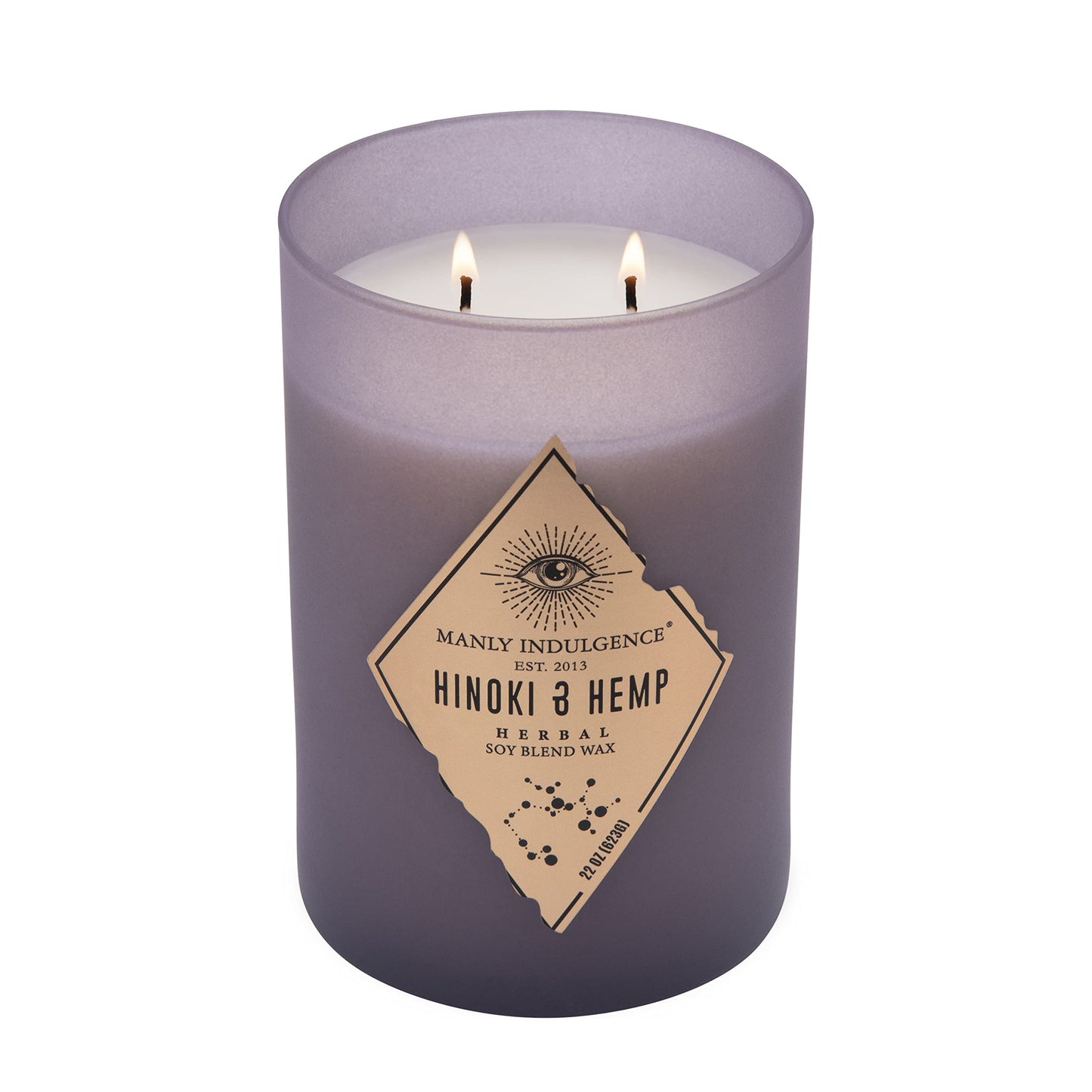 Manly Indulgence Hinoki & Hemp Scented Jar Candle, Rebel Collection, 2 Wick, Purple, 22 oz - Up to 120 Hours Burn