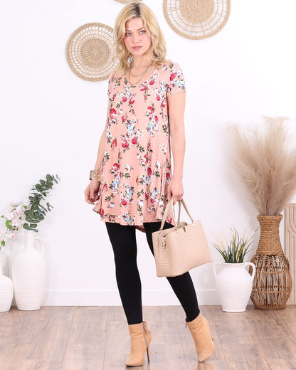 Popana Womens Short Sleeve Summer Tunic Tops to Wear with Leggings Loose Fit Made in USA