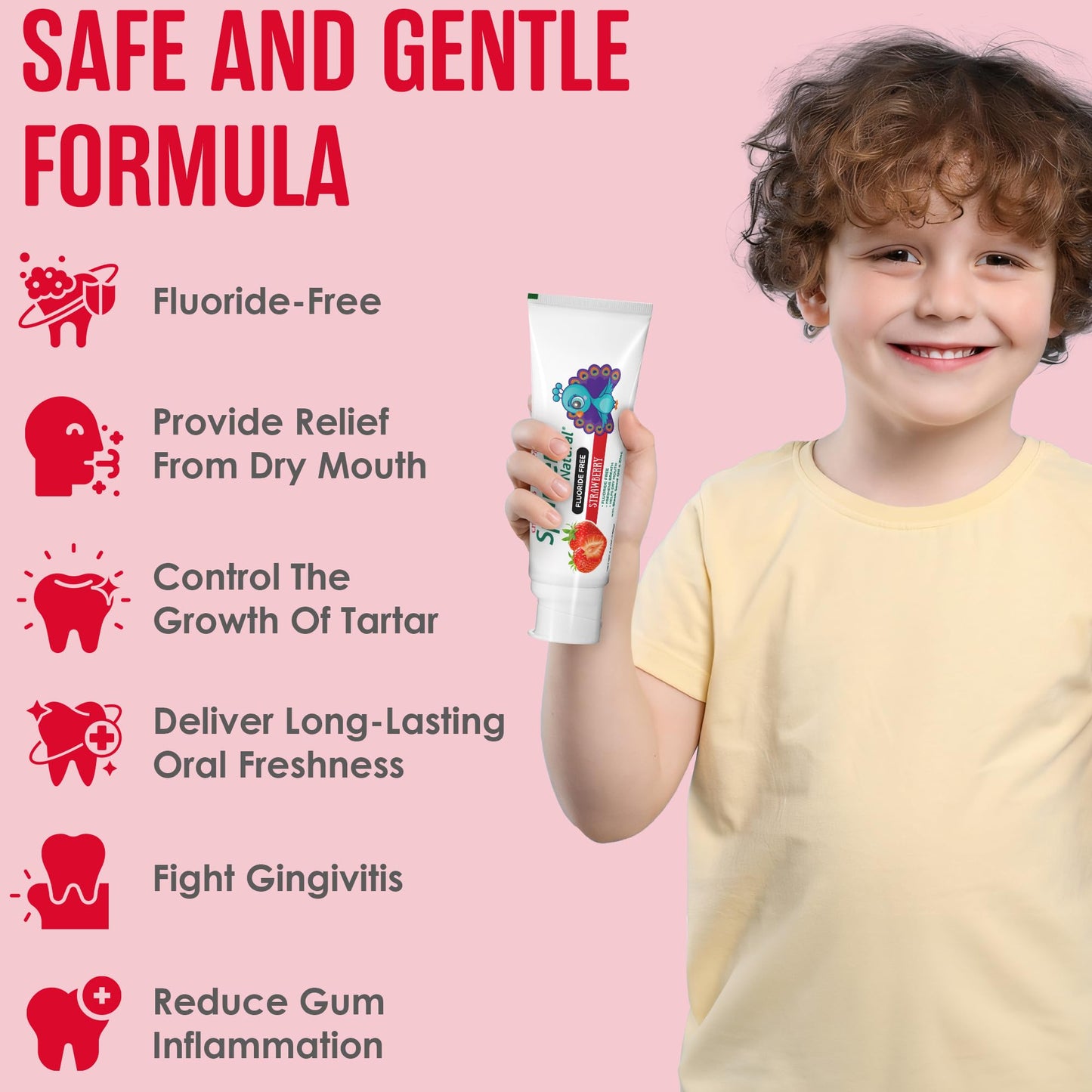 SprinJene Natural Children’s Toothpaste – Fluoride Free Strawberry Toothpaste for Toddlers & Kids – Gentle Safe Natural Formula with Patented Black Seed Oil & Zinc – Made in The USA (1 Pack)