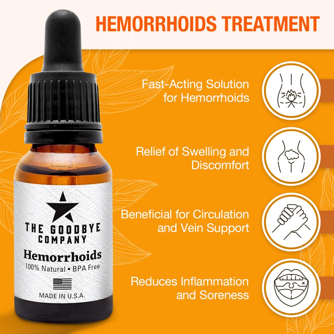 The Goodbye Company Hemorrhoid Treatment – Natural Vegan Hemorrhoid Healing Serum – Fast Relief & Shrinking Formula – Made in USA (15mL)