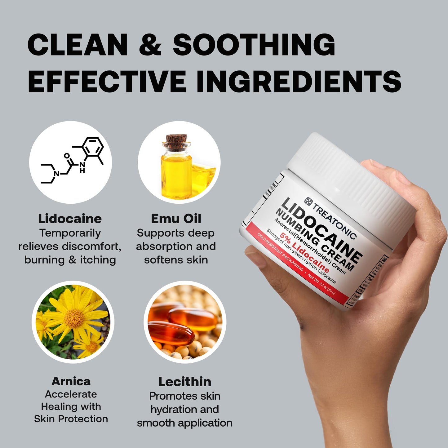 5% Lidocaine Numbing Cream: Lidocaine Cream Maximum Strength for Pain Relief, Itching, Burning, Soreness, Hemorrhoid - Fast Acting & Long Lasting Numbing Cream- 2.1 oz (2-Pack)