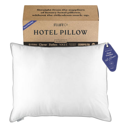 FluffCo Zen Fluff™ Pillows - Down Alternative - Standard/Queen Bed Pillow for Sleeping Made in USA - Luxury Hotel-Quality Pillow - 100% Cotton, 300 Thread Count (Queen Size 1 Pack)