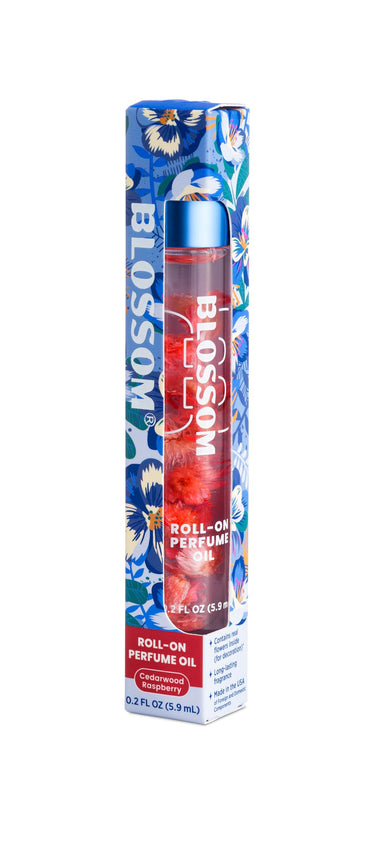 Blossom Roll on Perfume for Women Alcohol Free Rollerball Perfume Oil with Essential Oils, Infused with Real Flowers, Made in USA, 0.20oz (Bergamot, Pear, Vanilla, Orchid), Cedarwood Raspberry