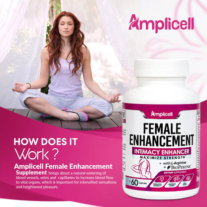 AMPLICELL Female Enhancement & Libido Booster – Energy, Hormone Balance & Mood Support with Maca Root, Horny Goat Weed, Dong Quai, Ginseng & Vitamins for Women – 60 Capsules