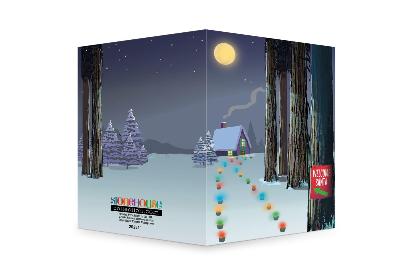 Stonehouse Collection Cabin In Forest Christmas Cards, Boxed Winter Forest Holiday Cards, USA Made, Pack of 18 (Standard)