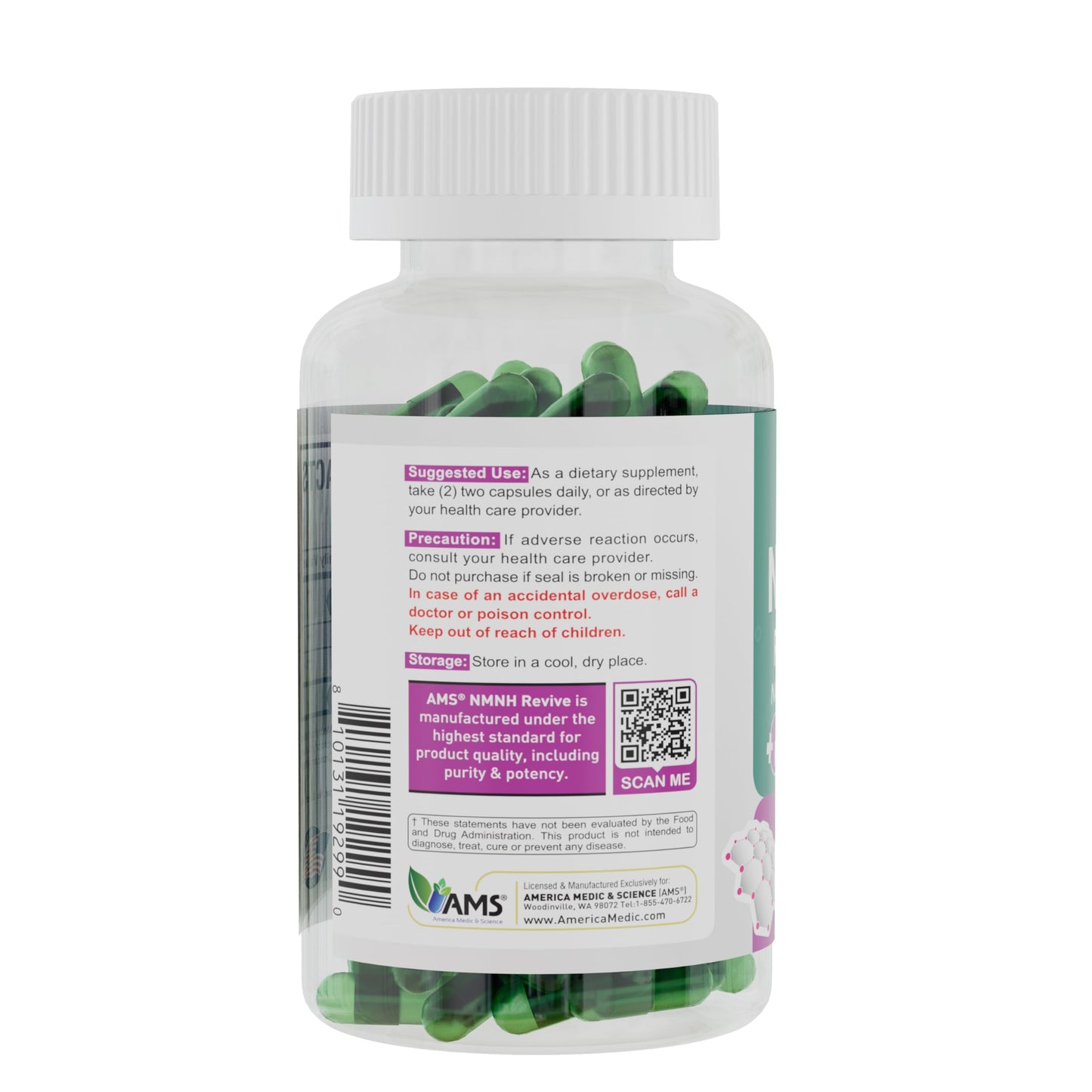 America Medic & Science NMNH Revive – Dual NAD+ Precursor Supplement for Longevity, Healthy Aging, Energy, Metabolic Function, Skin & Cellular Health – 60 Capsules for Daily Vitality