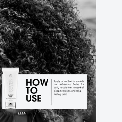 SEVEN Haircare CUBICA DEFINE High Moisture Curl Cream, Anti-Frizz Curl Defining Cream for Curly Hair, Moisturizing Hair Curling Cream for Enhancing Curls, Shea Butter + Argan Oil, Made in USA, 7oz