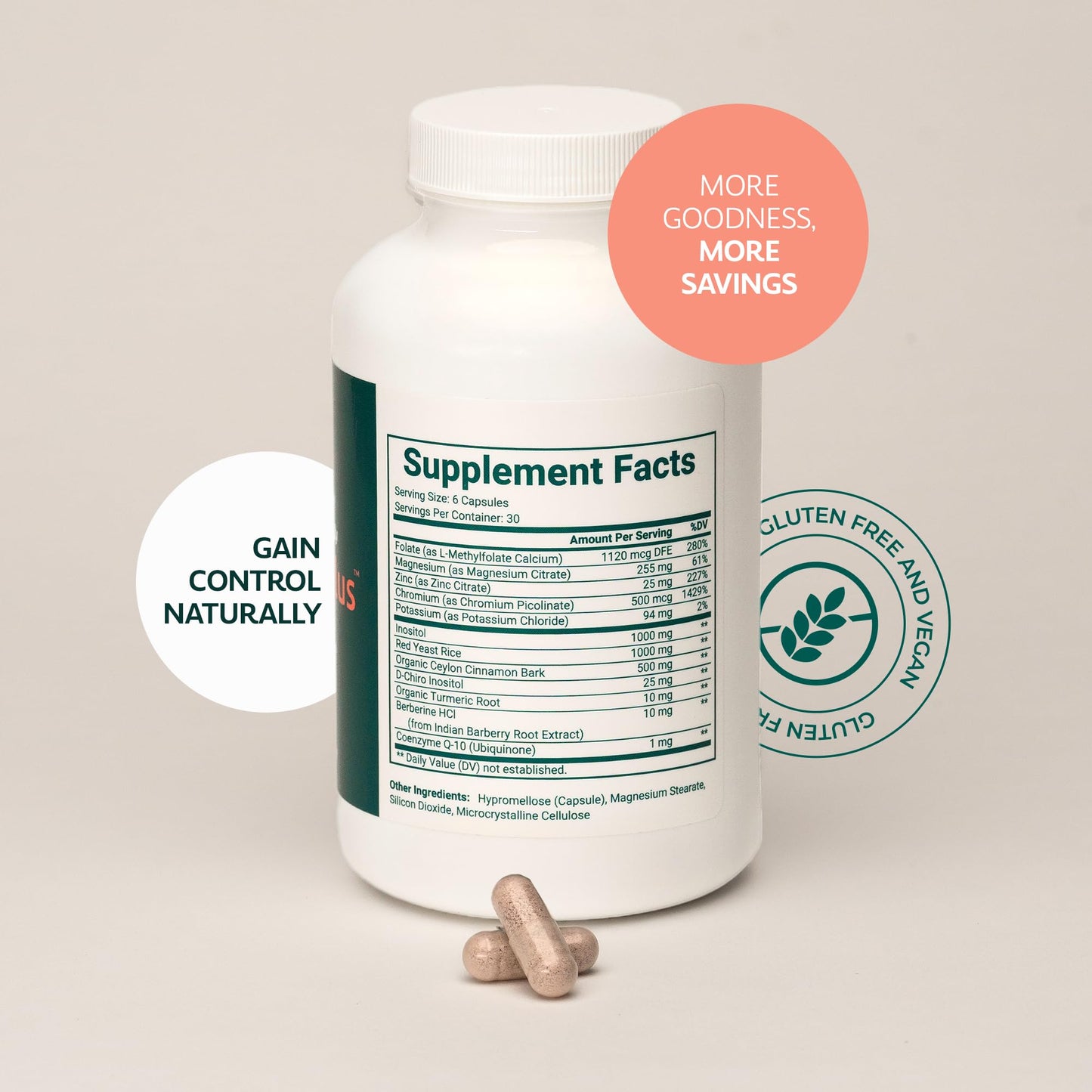 Inositol Plus Supplement for Women | Ovarian Health, Hormone Balance, Fertility, Ovulation | 40:1 Myo-Inositol D-Chiro & 12 Ingredients | Developed by Medical Doctor | 120 Capsules