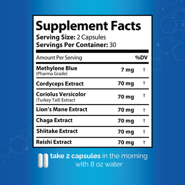 HARMONIFY Methylene Blue Capsules with Lion’s Mane, Chaga, Cordyceps, Reishi, and Turkey Tail Capsules, 1000mg – USP Grade Brain&Mitochondria Supplement – 60 Cnt | Made in USA