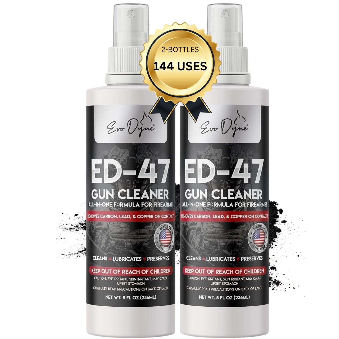 Evo Dyne 2-Pack Gun Cleaner Spray (8oz Per Bottle), Made in USA | All-in-One Lubricant & Gun Cleaner - Penetrates Carbon Deposits, Metals & Residue