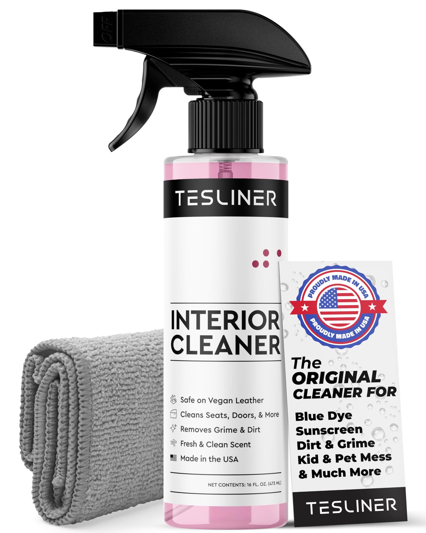 Tesla Seat Cleaner & Stain Remover - Interior Cleaner, Safe on Black & White Vegan Leather, Interior Cleaning Products for Seats, Dash, Console | Tesla Model 3 Y S X Juniper Accessories 2025 & 2026