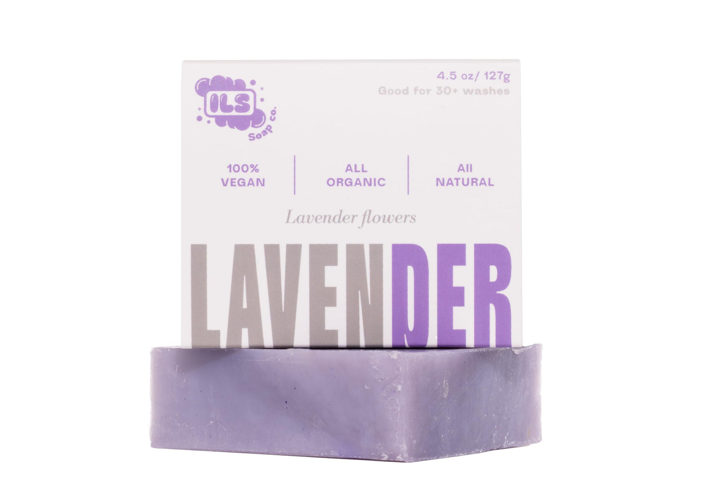 ILS Soap co - Lavender All Natural Bar Soap for All Skin Types - Plant Based, Cold Process and Handmade in the USA (single bar)