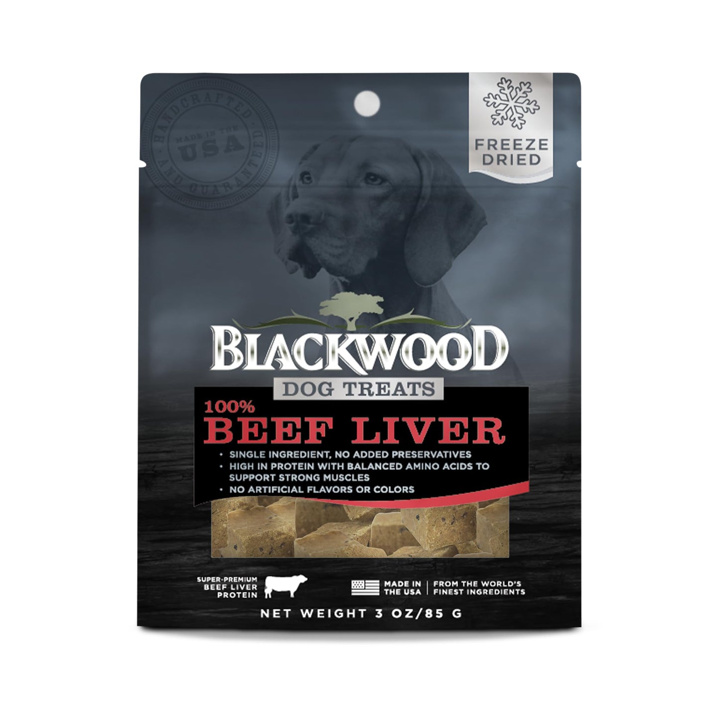 Blackwood Freeze Dried Raw Single Ingredient Dog Treats, 100% Beef Liver, 3 Ounce Pouch, High Protein, Made in The USA