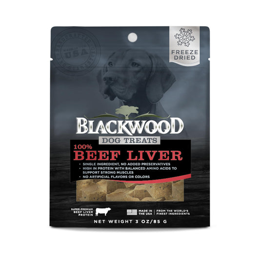 Blackwood Freeze Dried Raw Single Ingredient Dog Treats, 100% Beef Liver, 3 Ounce Pouch, High Protein, Made in The USA