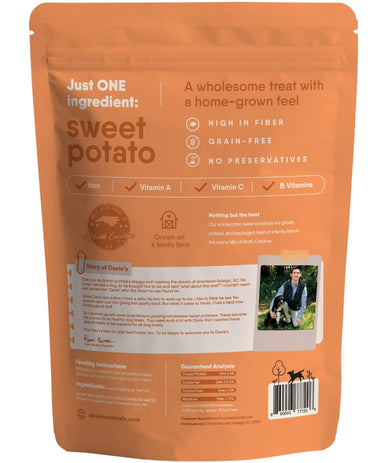 Davie's Sweet Potato Dog Treats - Healthy Dog Treats Made in USA Only, Natural Dog Treats, Healthy Dog Chews, Low Fat Dog Treats, 0.5 lb. Bag