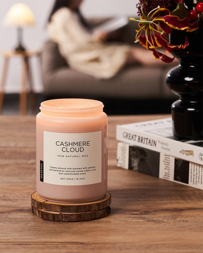 M&SENSE Creamy Almond Milk Scented Candles, 19.4oz 110 Hour Long Lasting 2 Wick Organic Natural Soy Wax in Glass Jar Candle for Bedroom Kitchen Home Decor, Housewarming Gifts for Family Friends