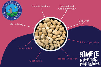 Shepherd Boy Farms Freeze-Dried Pork Cat Food – High-Protein, Grain-Free, Made with Organic Ingredients & Goat’s Milk (12oz)