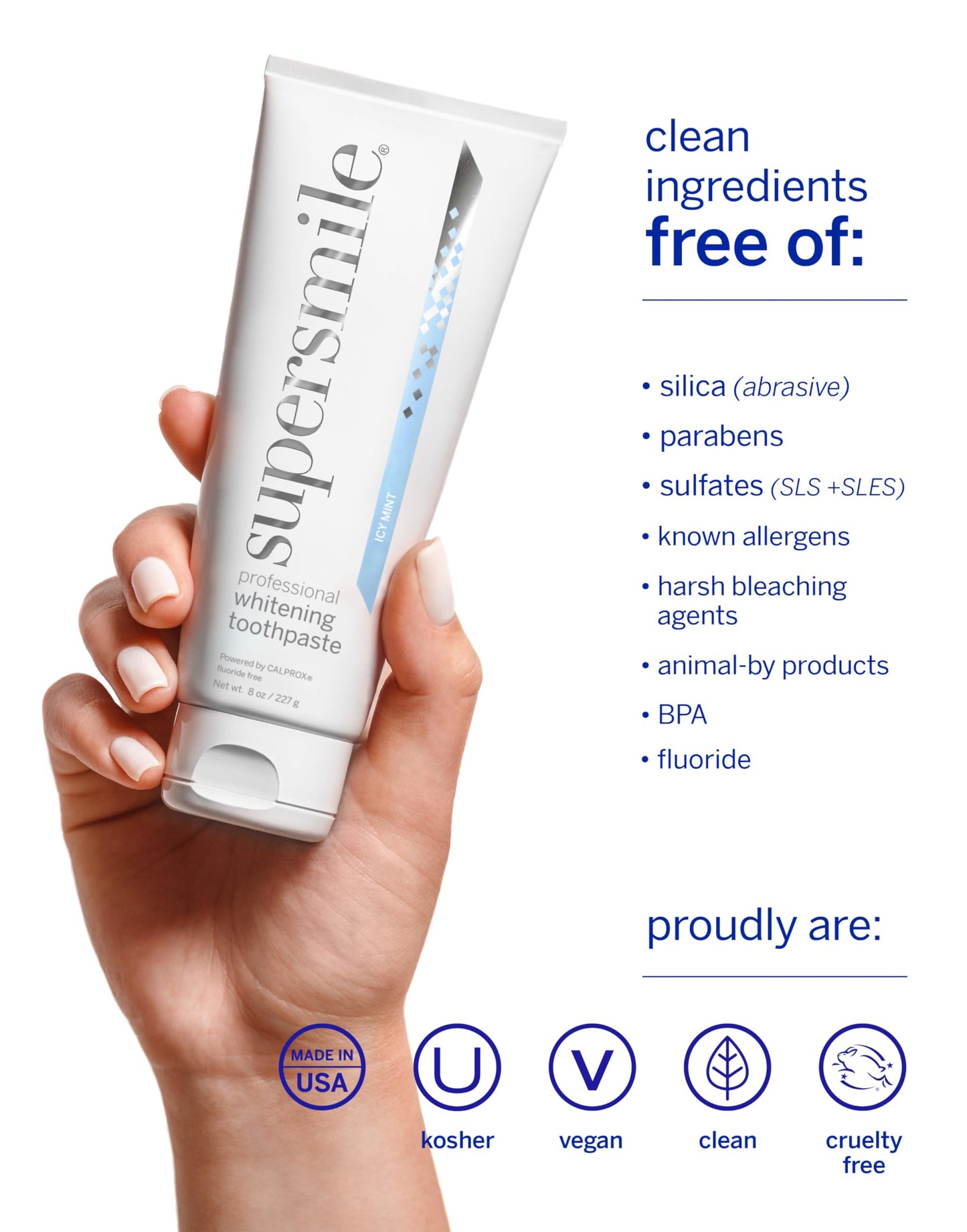 Supersmile Icy Mint Fluoride-Free – Whitening Toothpaste for Visibly Brighter Teeth – Whitens Up to 6 Shades, 8 oz