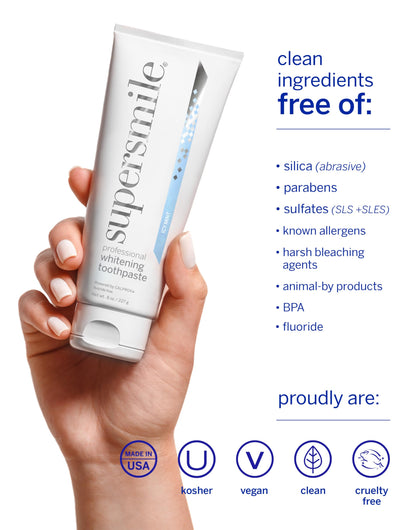 Supersmile Icy Mint Fluoride-Free – Whitening Toothpaste for Visibly Brighter Teeth – Whitens Up to 6 Shades, 8 oz