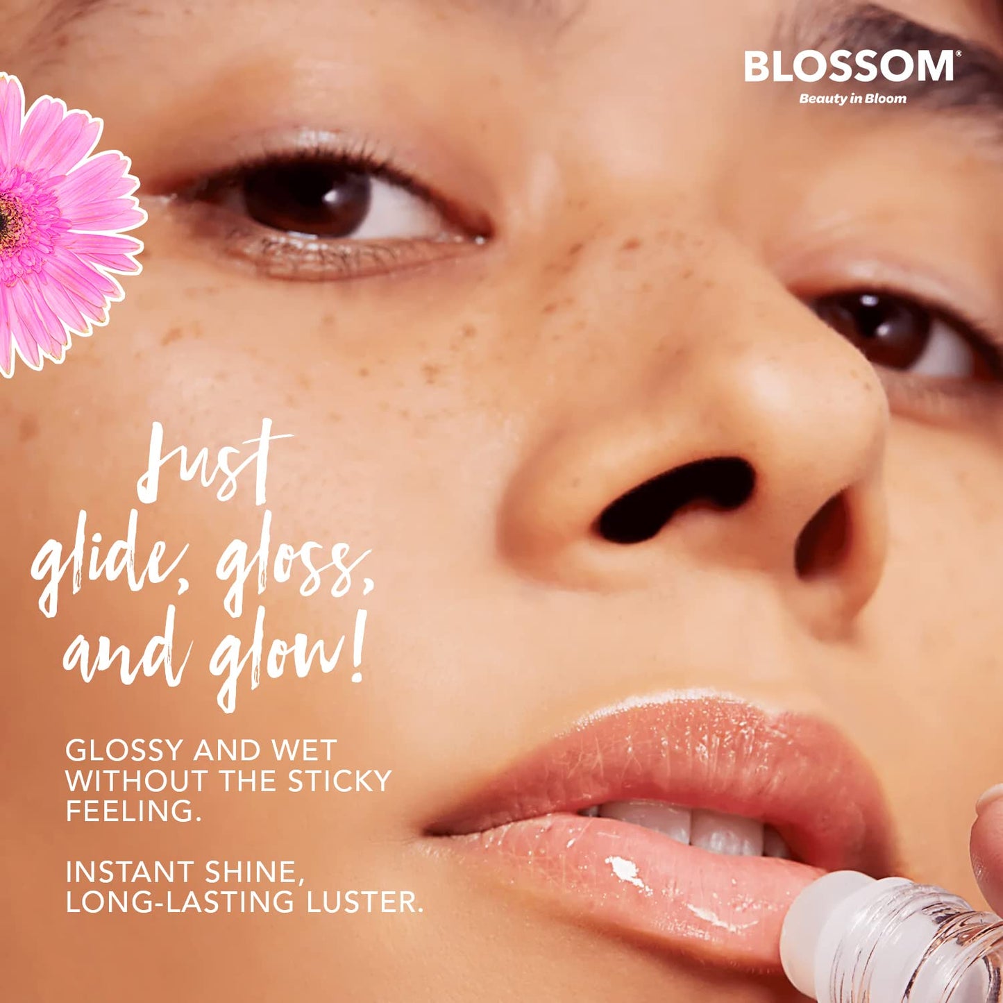 Blossom Roll on Lip Gloss, Scented Clear High Shine Moisturizing Lip Oil, Non Sticky, Infused with Real Flowers, Made in USA, 0.2oz, Vanilla Hemp