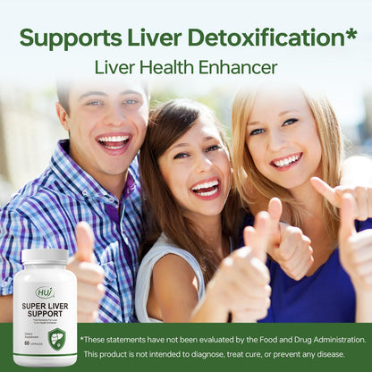 HUJ Super Liver Support -17 in 1 Supplement with Milk Thistle, Artichoke, Turmeric & Dandelion Root - Supports Liver Detoxification & Health - 60 Capsules