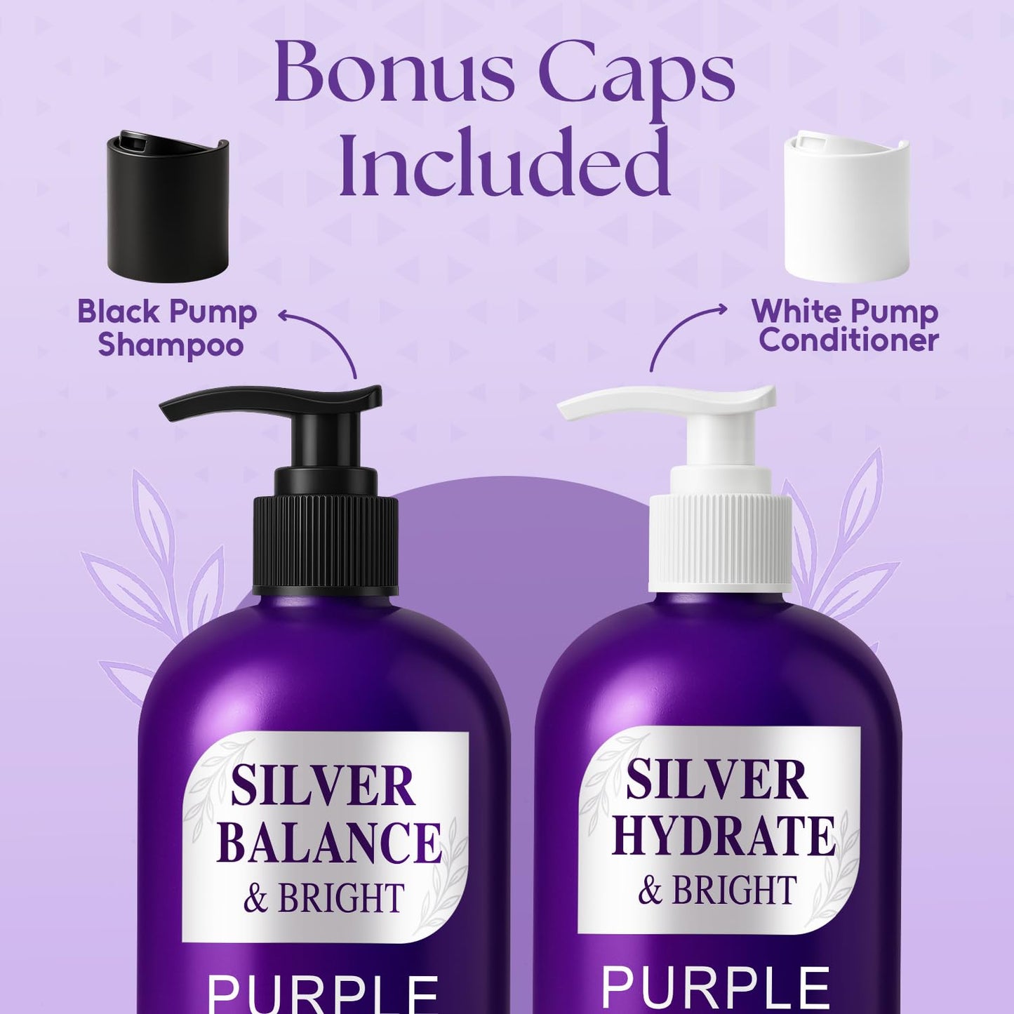 ROOTTINA Purple Shampoo and Conditioner Set for Grey Hair – Silver & White, Balance & Bright, Brass Neutralizing, High Hydration Without Drying Out, Sulfate-Free, Made in USA, 16 fl oz Each