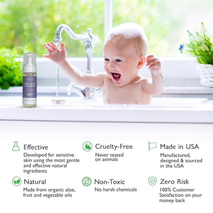SoCal Suds & Company 2-in-1 Organic Foaming Shampoo & Body Wash - Gentle Botanical Baby Wash for Sensitive Skin Bath - Nourishing Soothing Castile Soap - Lavender, 6 oz (Pack of 1)