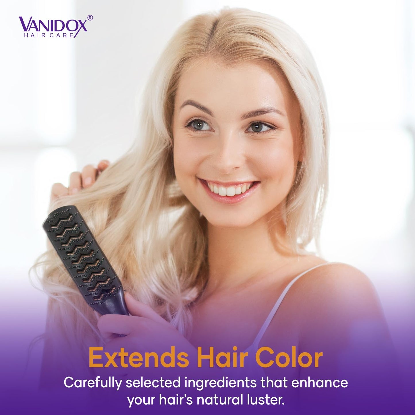 VANIDOX Sulfate Free Brass Toning Purple Shampoo and Conditioner Set for Blondes, Brown Highlighted, or Bleached Hair, Infused with Purple Rice Extract (16 fl oz each)
