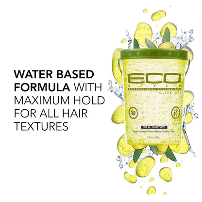 Eco Style Gel Olive Oil Styling Gel - Adds Shine and Tames Split Ends - Delivers Moisture to the Scalp - Nourishes And Repairs - Provides Weightless and Superior Hold - Ideal for all Hair - 80 oz