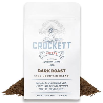 Crockett Dark Roast Ground Coffee – Bold Dark Roast Ground Coffee with Full-Bodied Flavor, Smooth Finish & No Bitterness – Perfect for Rich, Gritty Brewing Without the Burn