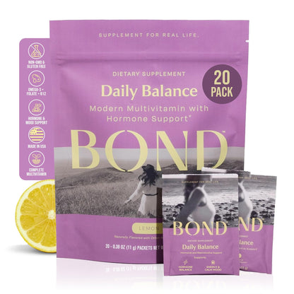 BOND Prenatal Vitamin Drink Mix for Women with Iron, Supports Hormone Balance, Folate & B12 for Energy & Calm Mood, Plant-Based Omega-3 for Cognitive Support, Magnesium, D3, B6, NAC, 20 Travel Packs