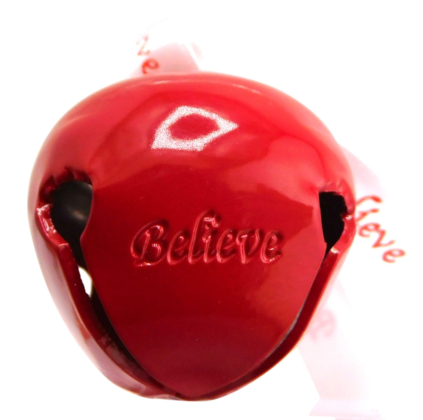 Believe Bell Ornament Red Metal Tree Decoration in Resealable Christmas Expressions Gift Bag, Made in The USA