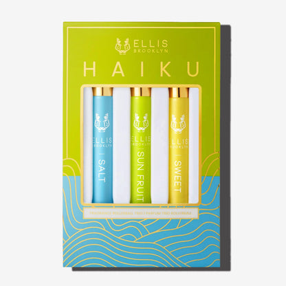 Ellis Brooklyn HAIKU Fragrance Trio - Clean Perfume, SALT, SWEET, & SUN FRUIT Rollerball Perfume for Women, Travel Size Perfume Gift Sets for Women