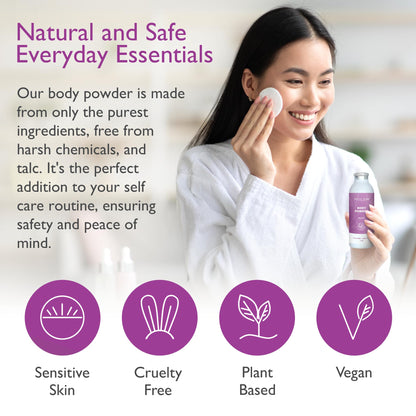 SoCal Suds & Company - Natural Body Powder Talc-Free with Arrowroot Powder, Kaolin, Aspen Bark Extract for Soft Soothing Delicate Skin - Rose 4oz, 1-Pack