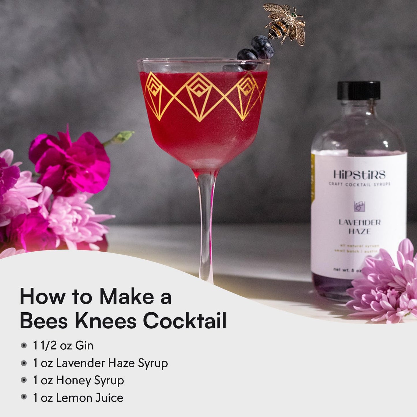 HipStirs Lavender Haze Syrup - Real Ingredients are in our Luxurious Lavender Syrup for Drinks - Using Natural Flavoring to keep your Cocktails Non-GMO, Gluten Free & Vegan (8 oz)