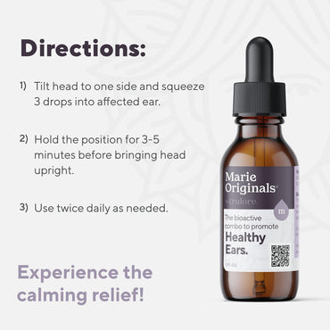 Marie Originals Natural Ear Oil Drops | Mullein Garlic Oil Ear Drops for Infection Prevention, Herbal Ear Ache Drops for Adults, Kids & Pets, Soothes Ear Pain & Wax Removal, Earache Remedies (1 Pack)