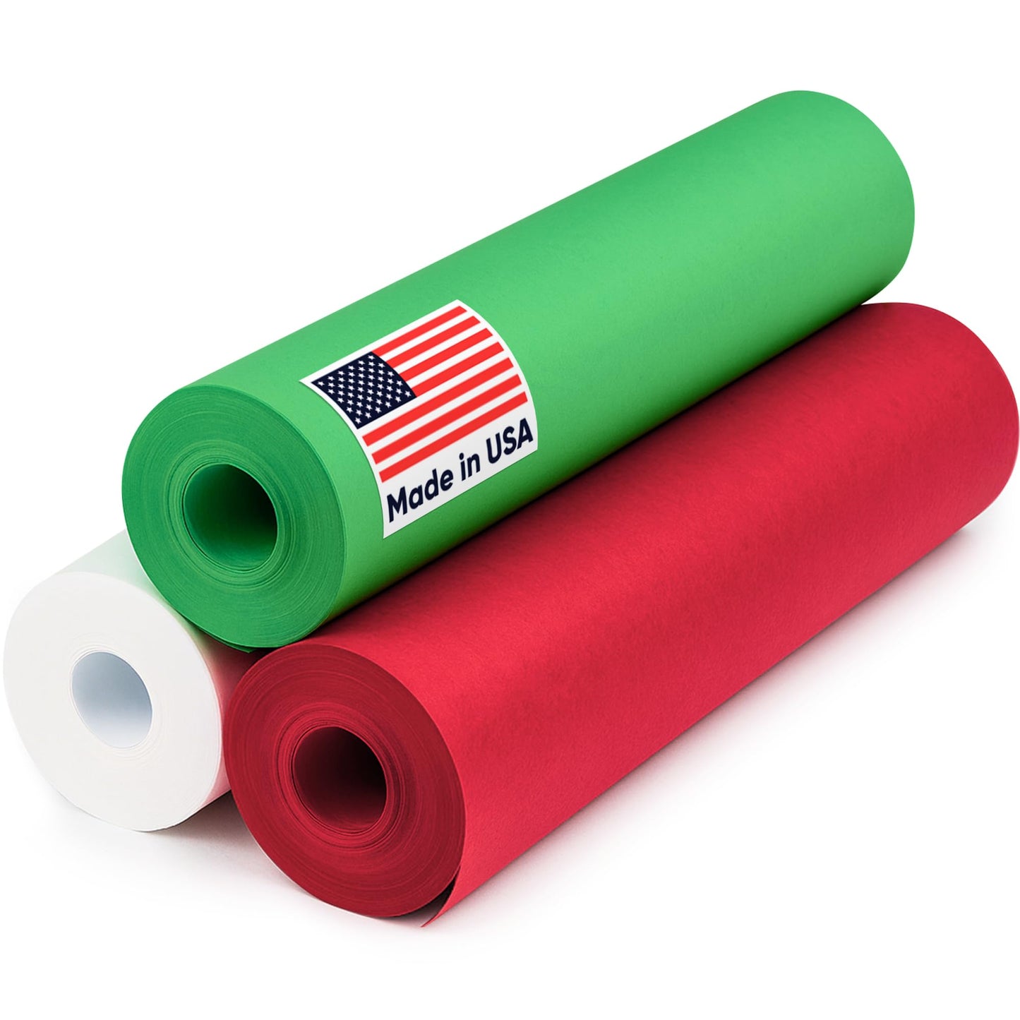 Paclord 12" x 1200" (100 ft) Red, Green, White Christmas Kraft Paper Set, 3 Rolls, 45 lbs - Made in USA Christmas Art Colored Paper, Gift Wrapping