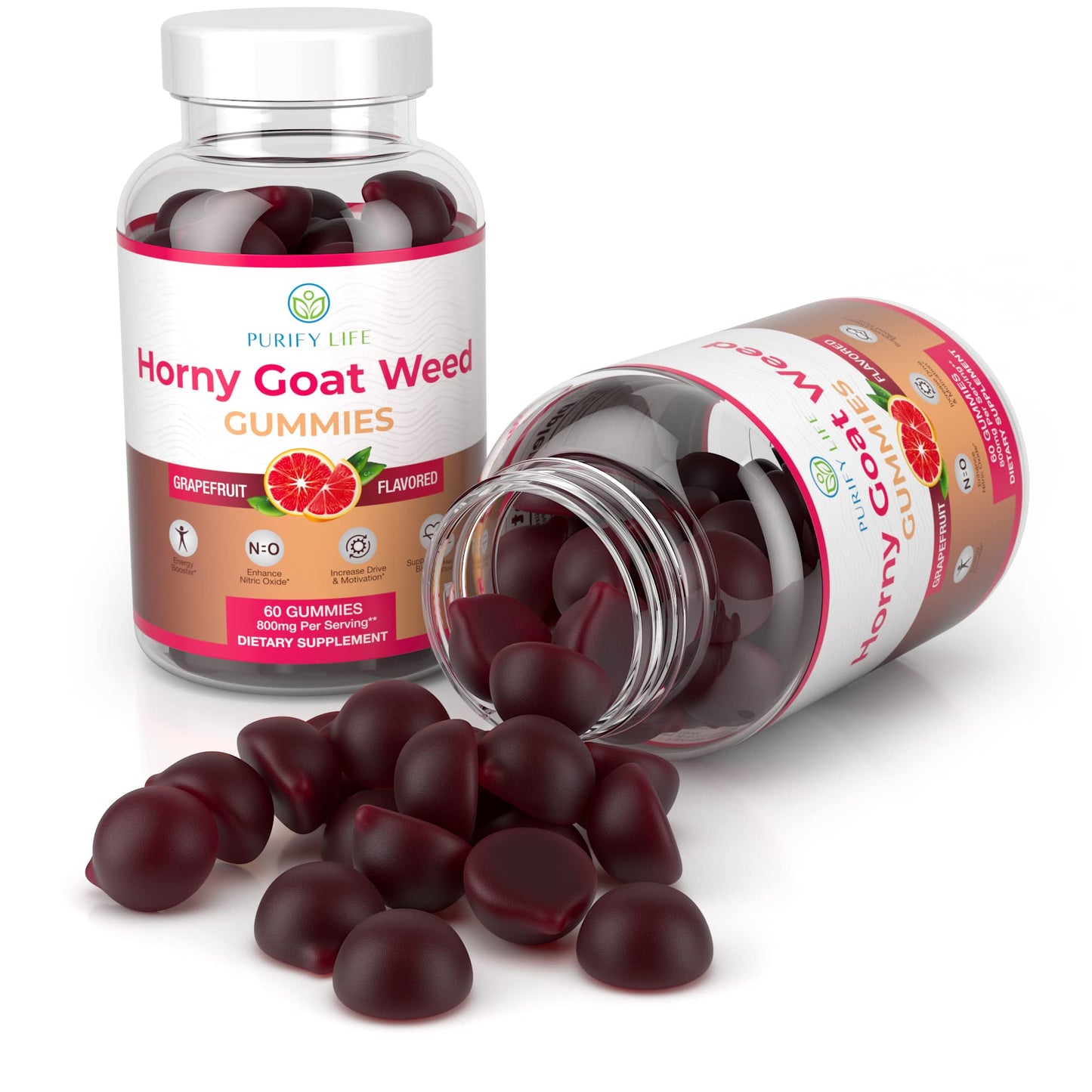 Potent Horny Goat Weed for Men and Women (Max Potency Chews 800mg), Horny Goat Weed Extract Gummies for Energy Management, Performance and Stamina - Vegan, Gluten-Free, Natural Grapefruit Flavor