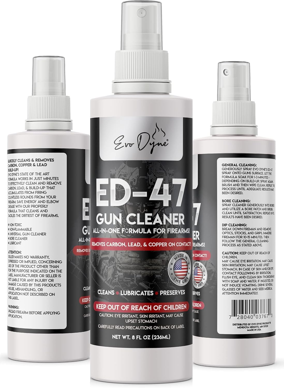 Evo Dyne 2-Pack Gun Cleaner Spray (8oz Per Bottle), Made in USA | All-in-One Lubricant & Gun Cleaner - Penetrates Carbon Deposits, Metals & Residue