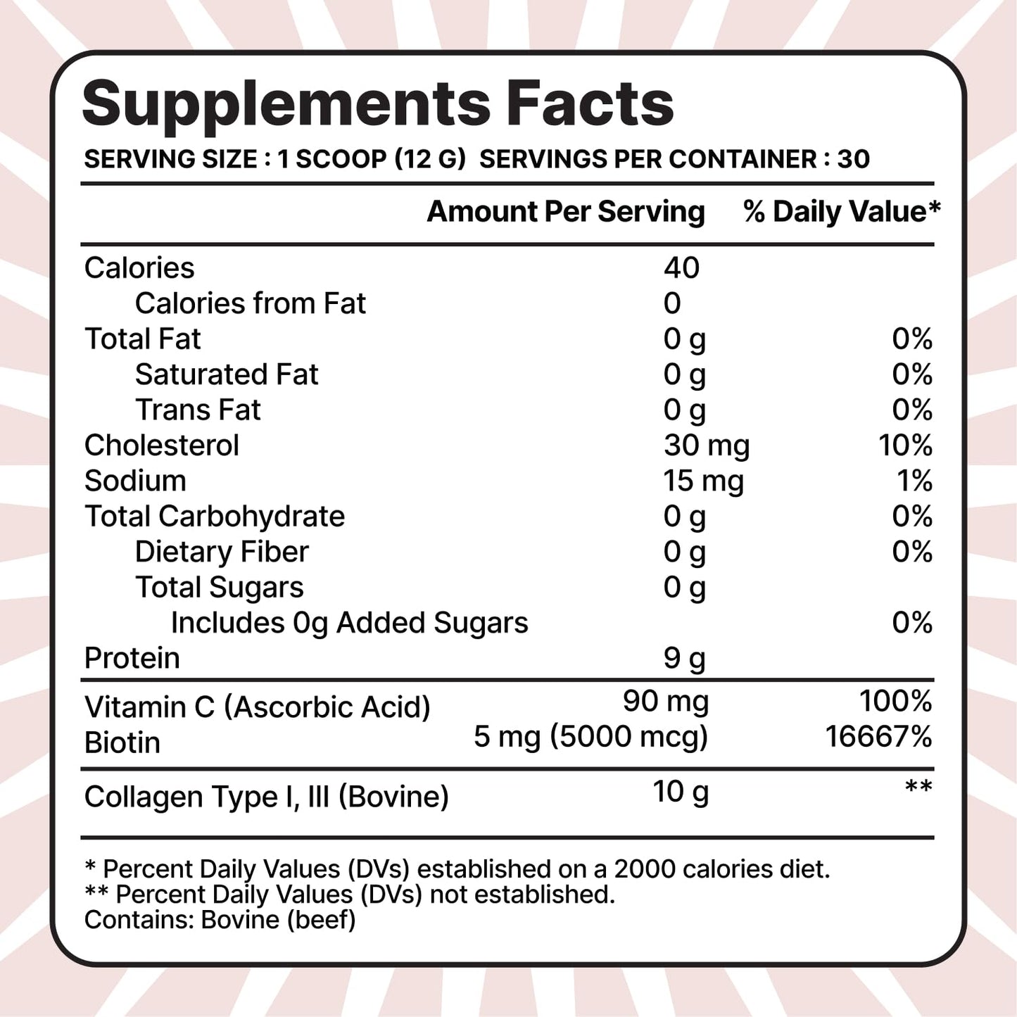 anocin Beauty Collagen Peptides, Unflavored Powder