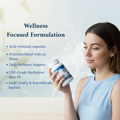 Methylene Blue Capsules 10mg - Pharmaceutical Grade Supplement - Trusted Made in America Brand - (USP Reference Compliant) with Vitamin C Ester Enhanced Absorption - Third Party Tested - 180 Pills