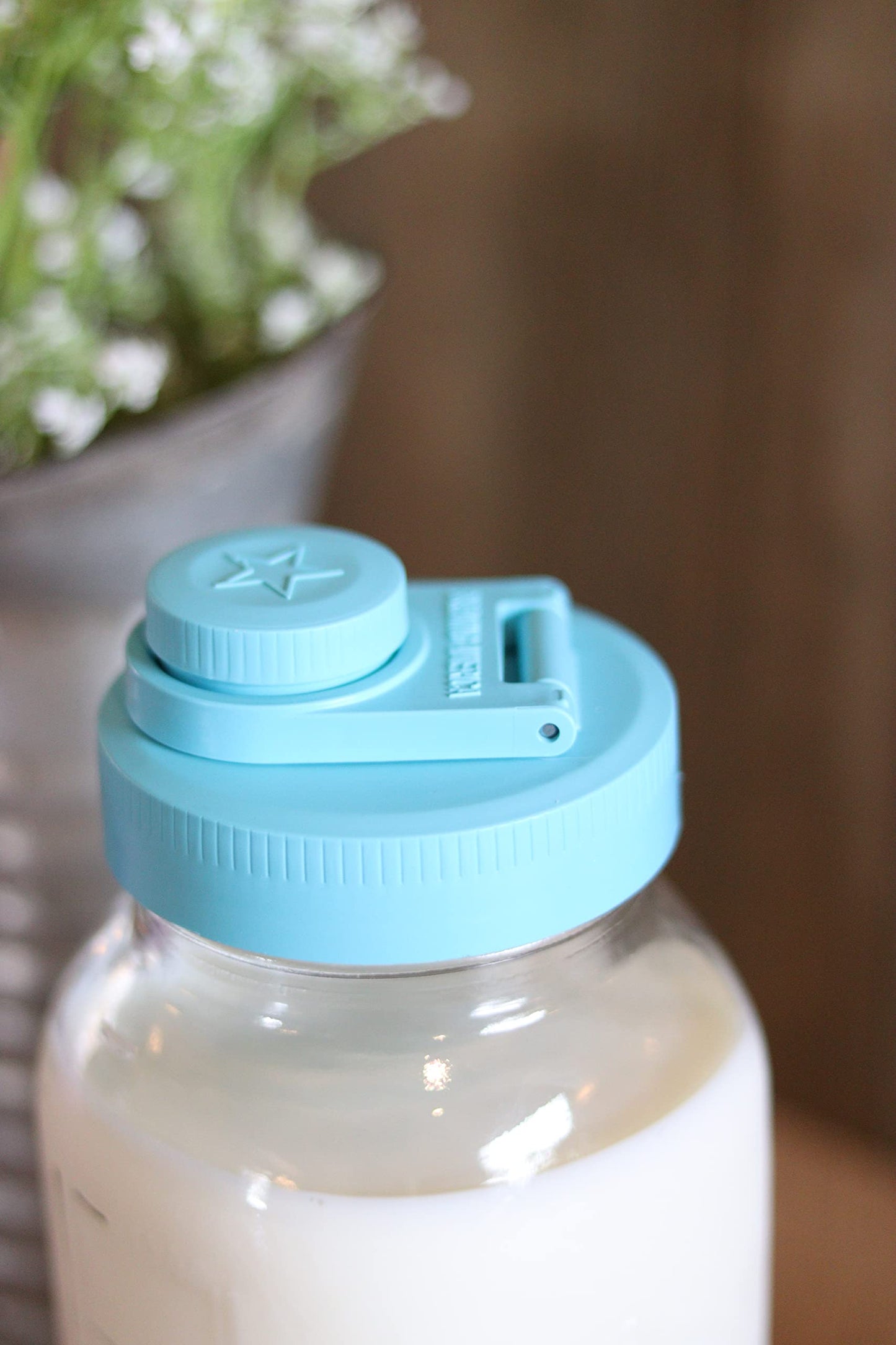 2qt Mason Jar, Lids and Labels (Teal): American-Made Mason Jar, 4 Reusable Lid Set, 250 Dissolvable Label Stickers: All American-Made