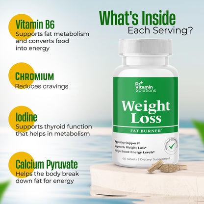 Fat Burner for Women & Men - Weight Loss Supplements with Green Tea Extract, Chromium, Vitamin B6 - Energy Booster, Belly Fat Burner & Appetite Suppressant Diet Pills - 60 Tablets