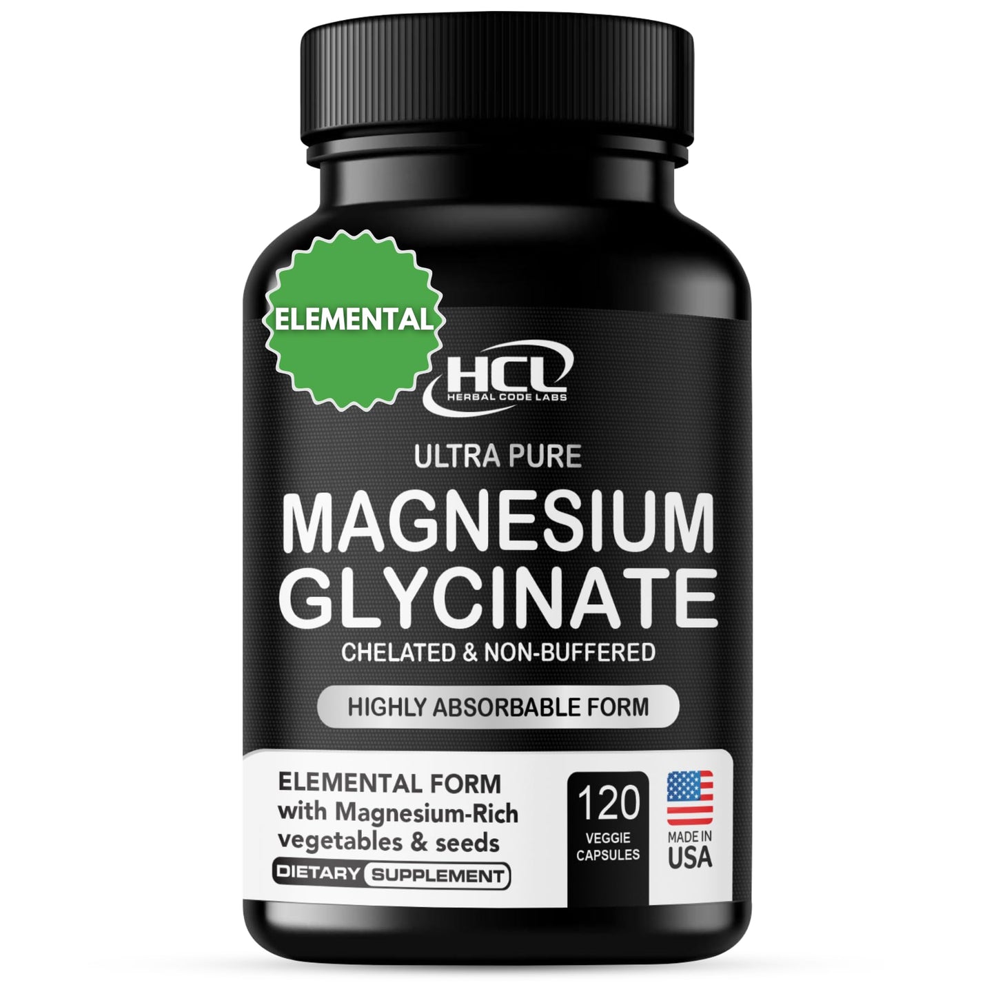 Pure Magnesium Glycinate Capsules - Non-Buffered 350mg Elemental Magnesium Supplement - Chelated High Absorption & Purity Magnesium Complex - Made in USA