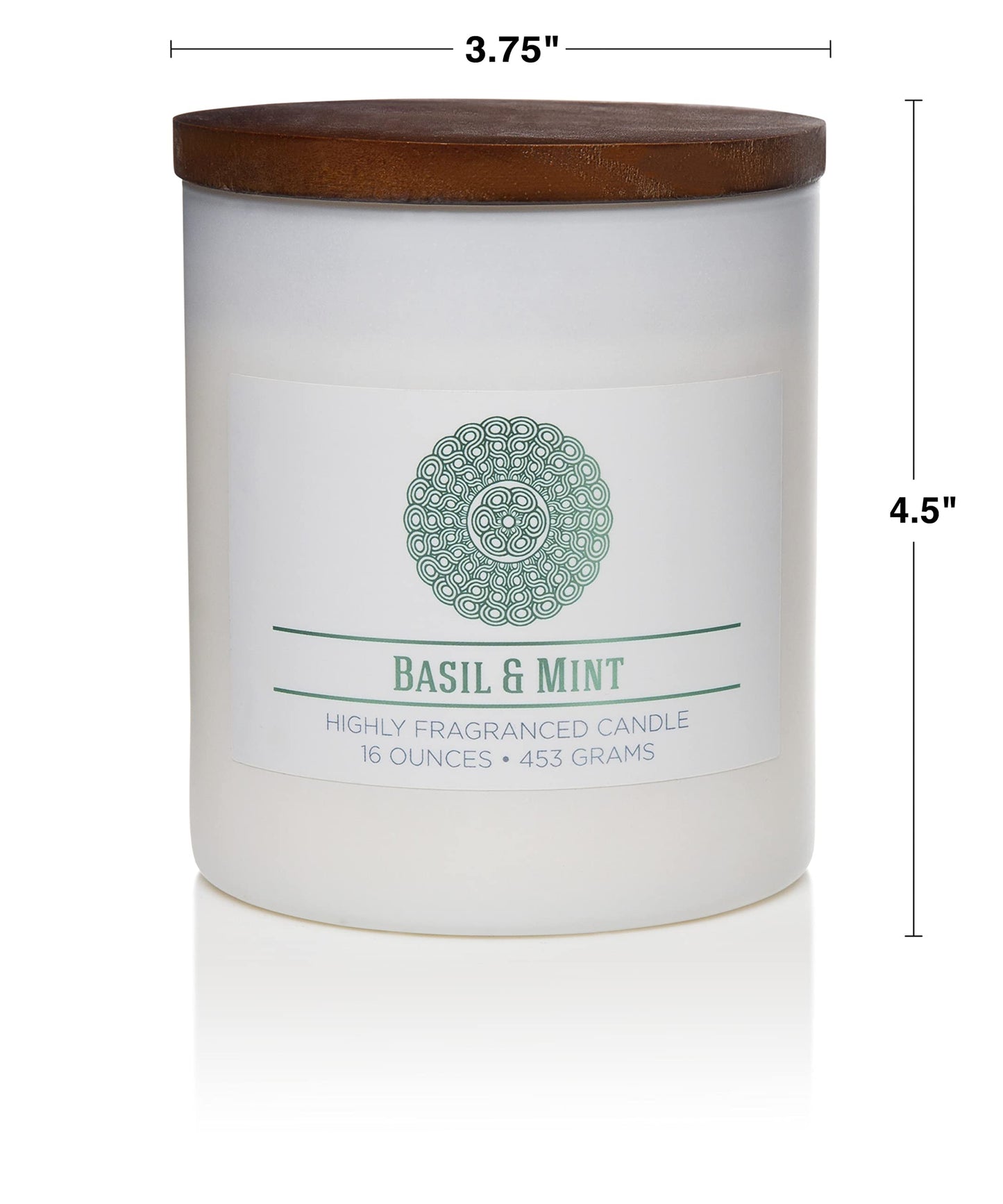 CAROLINA Basil & Mint Scented Candle, 16 oz Wellness Relaxing Aromatherapy Candle, 2 Wick White Jar Soy Blend Wax, Candles for Home, 60H Burn - Made in The USA