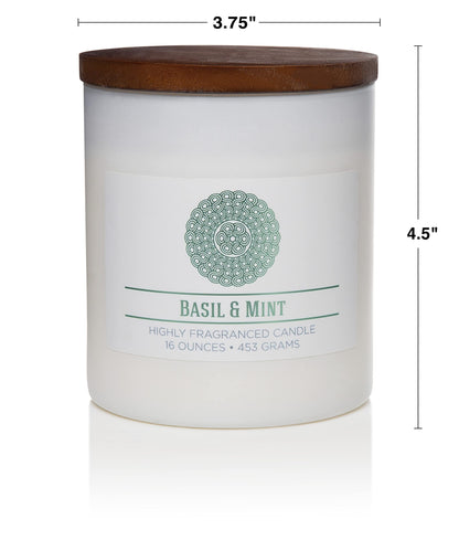 CAROLINA Basil & Mint Scented Candle, 16 oz Wellness Relaxing Aromatherapy Candle, 2 Wick White Jar Soy Blend Wax, Candles for Home, 60H Burn - Made in The USA