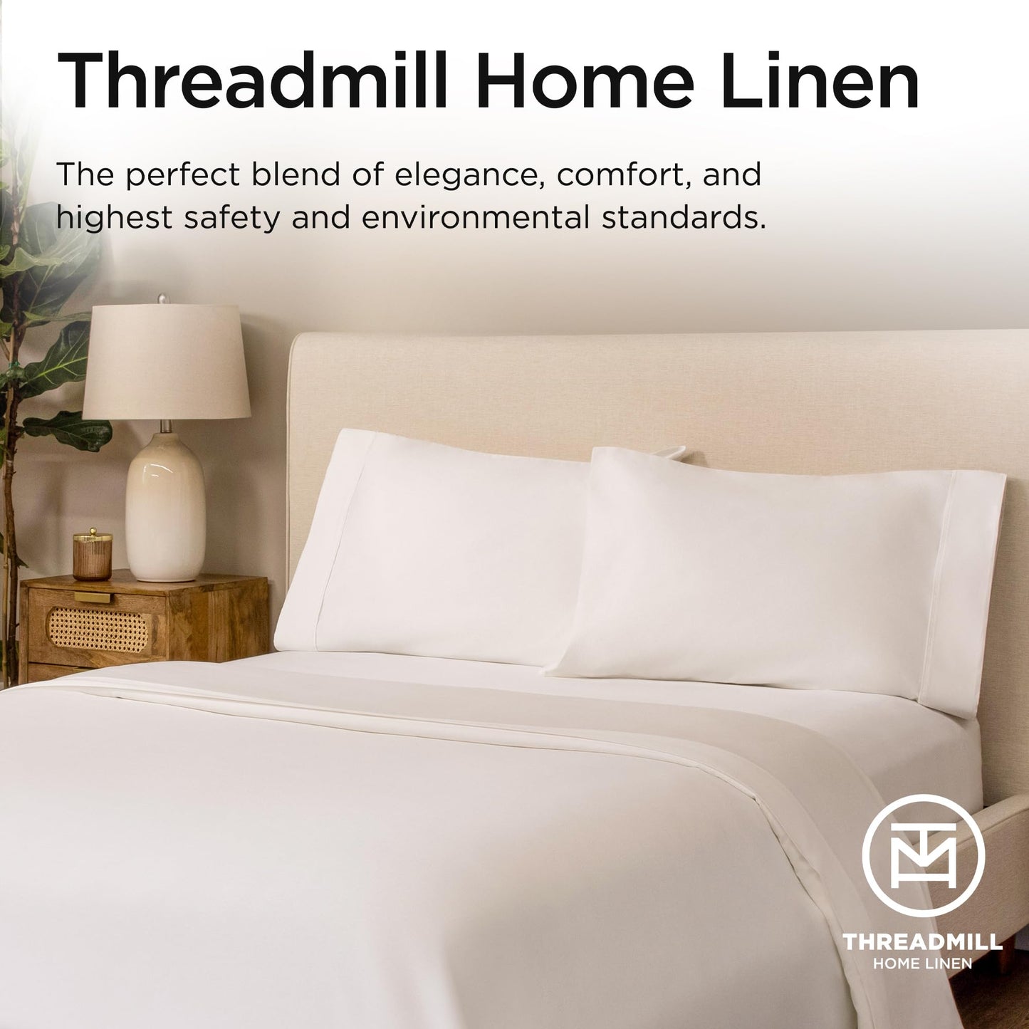 Threadmill Supima Cotton Sheets Queen | 656 Thread Count Queen Sheets for Queen Mattress | 4 Piece Luxury Bed Sheet | Sateen Weave Hotel Quality Sheet with Elasticized Deep Pocket| White Sheet