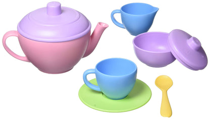 Green Toys Tea Set, Pink CB - 17 Piece Pretend Play, Motor Skills, Language & Communication Kids Role Play Toy. No BPA, phthalates, PVC. Dishwasher Safe, Recycled Plastic, Made in USA.