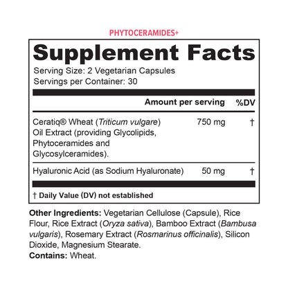 Hydrating Anti Aging Phytoceramides Supplement - Clinically Proven Ceratiq Ceramides with Hyaluronic Acid 700mg - Skin Barrier Repair Itchy Dry Skin Supplement for Women