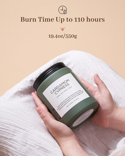 M&SENSE Spice Cardamom Cypress Large Soy Candles for Home Scented 2 Wick Large Soy Natural Candles 19.4oz 110 Hours Long Lasting Slow Burning, Christmas Holiday Woody Scented Winter Gifts